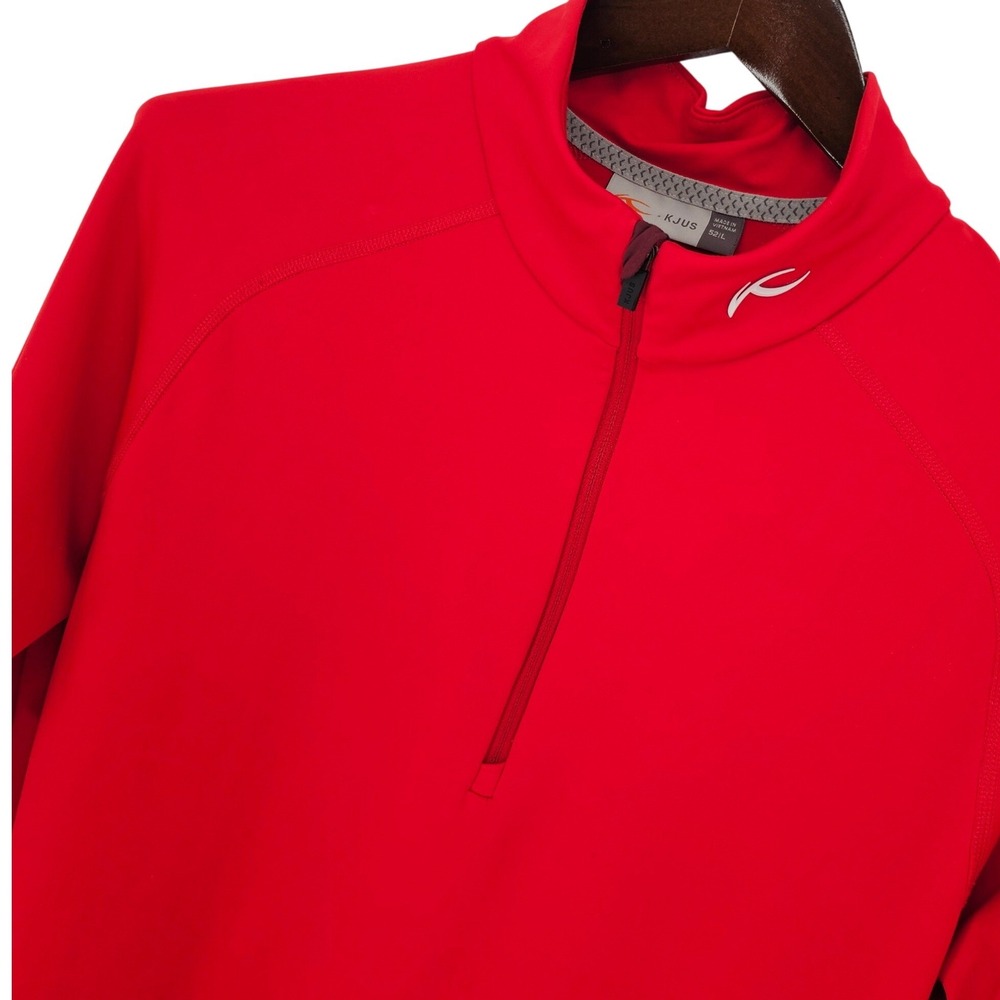 KJUS Men's Red Quarter Zip Performance Mid Layer Pullover Size 52 Large